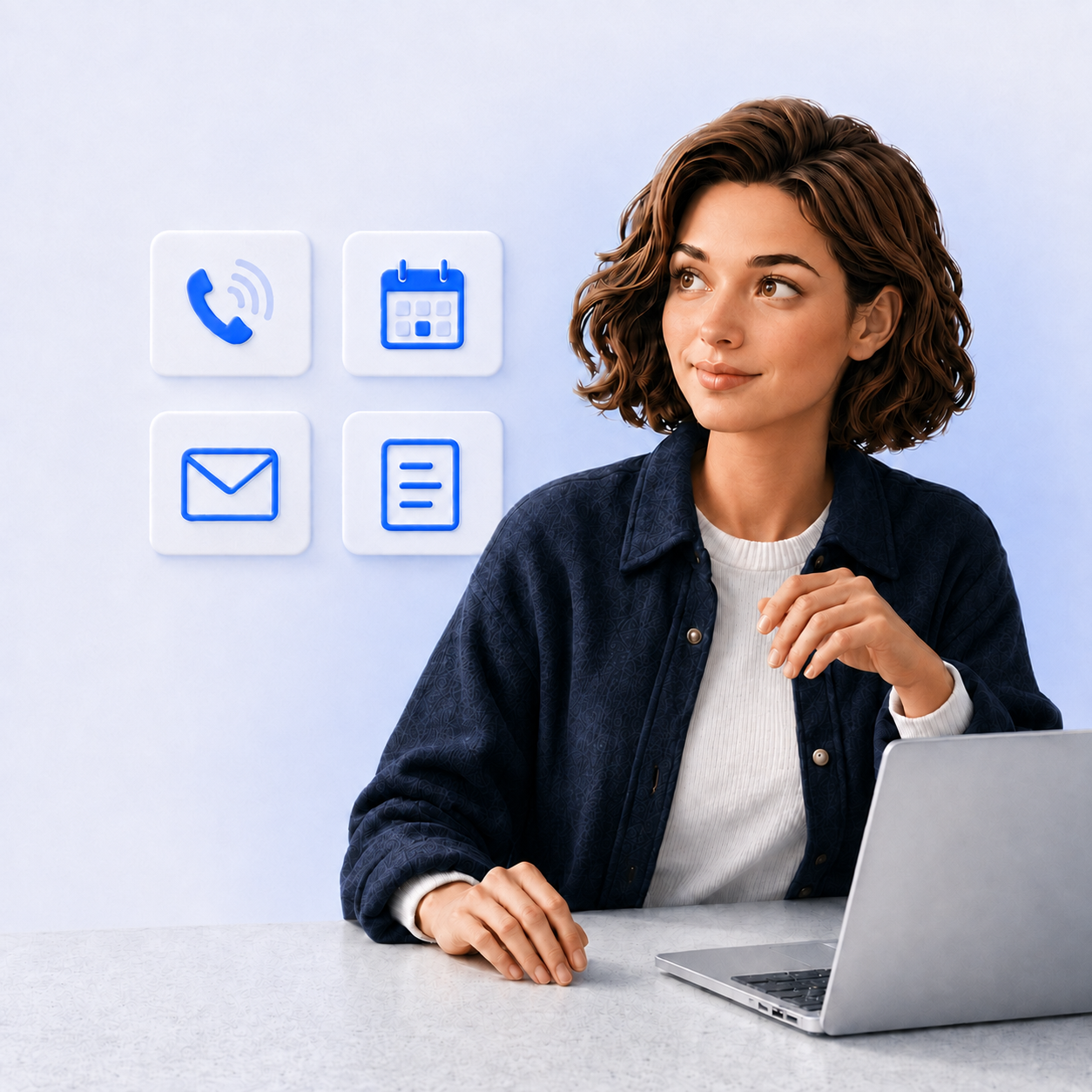 Digitale Assistentin von ElbAssist am Arbeitsplatz